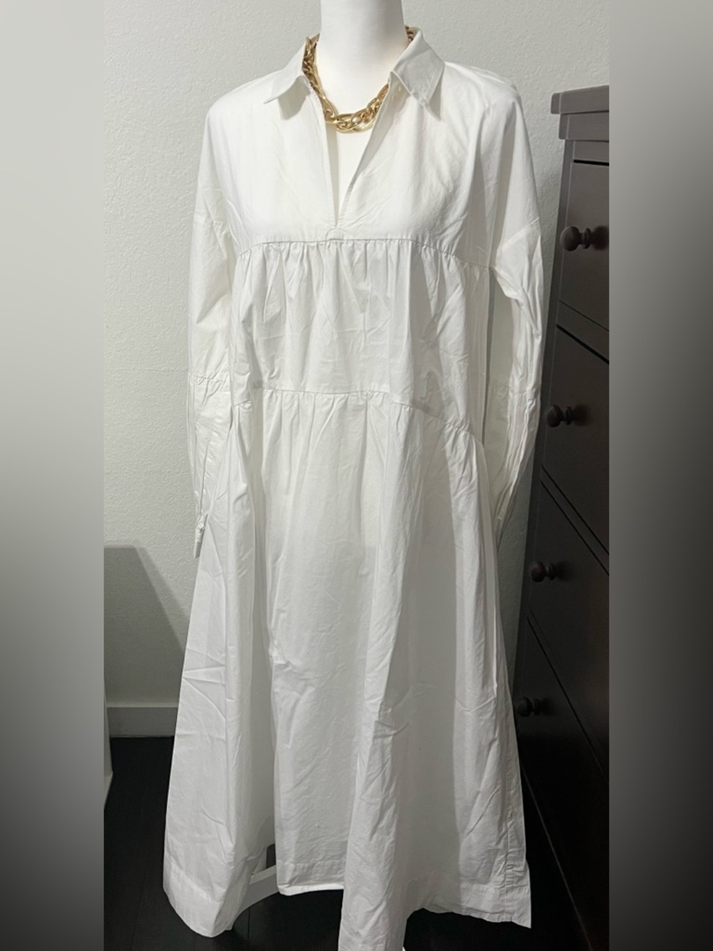 Just - Purchased at Saks- Brandy Maxi Shirt Dress White Tiered Minimal Chic